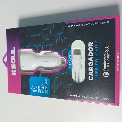 Cargador Auto Camión USB PD 20W Qualcom Quick Charge 3.0